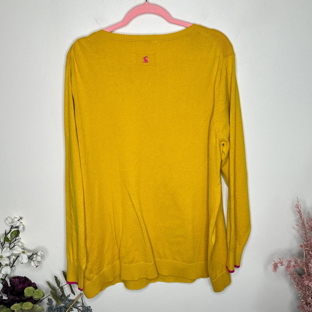 Joules Mustard Yellow Sweater with Dog Design - Picture 3 of 12